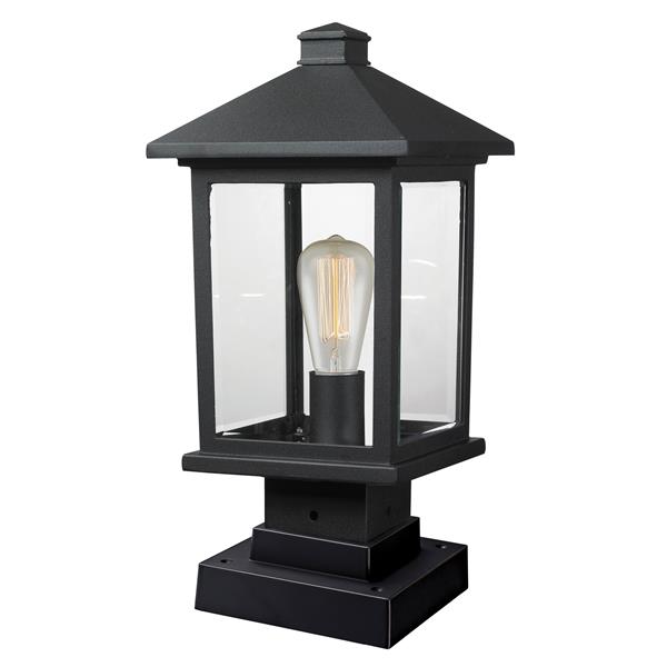 Z-Lite Portland Outdoor Pier Mount Light - Black - 8-in x 16.88-in