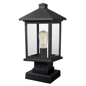 Z-Lite Portland Outdoor Pier Mount Light - Black - 8-in x 16.88-in