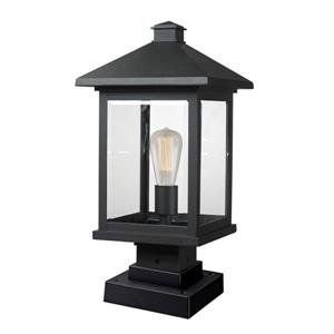 Z-Lite Portland Outdoor Pier Mount Light - Black - 9.5-in x 19.5-in