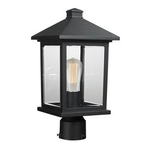 Z-Lite Portland 1 Light Post Mount Light - Black - 8-in x 16-in