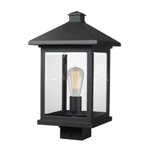 Z-Lite Portland 1 Light Post Mount Light - Black - 9.5-in x 17-in