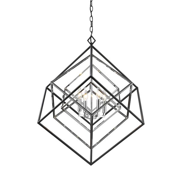 Z-Lite Euclid Chrome and Matte Black 4-Light Chandelier