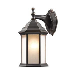 Z-Lite Waterdown 12-in Oil Rubbed Bronze Seeded Hexagon Outdoor Wall Sconce