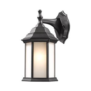 Z-Lite Waterdown 12-in Black Seeded Hexagon Outdoor Wall Sconce