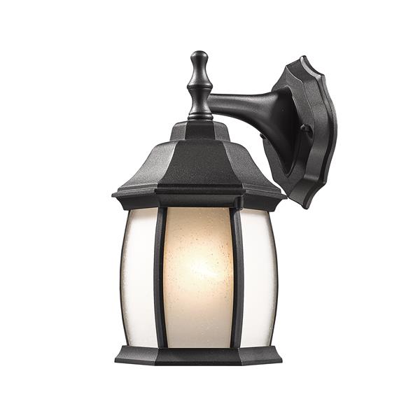 Z-Lite Waterdown 11.75-in Black Seeded Outdoor Wall Sconce