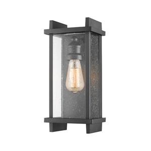 Z-Lite Fallow 13-in Black Seeded Glass 1-Light Outdoor Wall Sconce