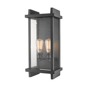 Z-Lite Fallow 21.63-in Black Seeded Glass 2-Light Outdoor Wall Sconce