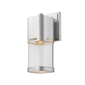 Z-Lite Lestat 13.87-in Brushed Aluminum Clear Glass LED Outdoor Wall Sconce