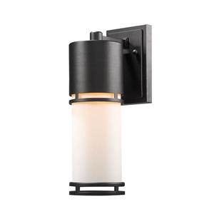 Z-Lite Luminata 13.75-in Black White Glass LED Outdoor Wall Sconce