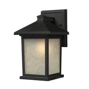 Z-Lite Holbrook 14-in Black White Glass Outdoor Wall Sconce