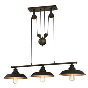 Luminaire suspendu Iron Hill de Westinghouse Lighting Canada 3 lumières, bronze, 40 po, avec poulie