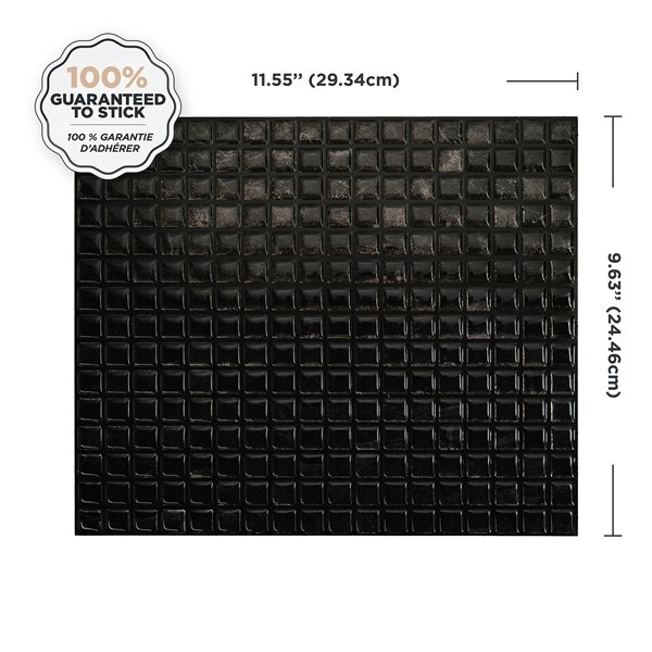 Smart Tiles Minimo Nero  11.55po x 9.64po Pqt-4  Tuiles autocollantes 3D