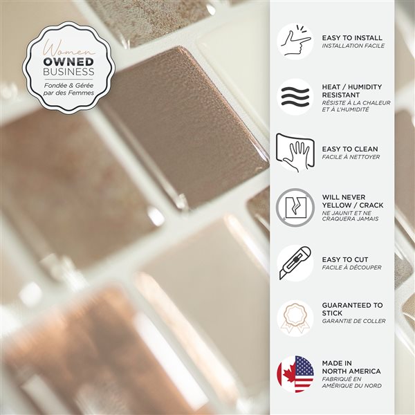 Smart Tiles Brixia Pardo  10.2in x 8.85in  4PK  Peel and Stick Backsplash