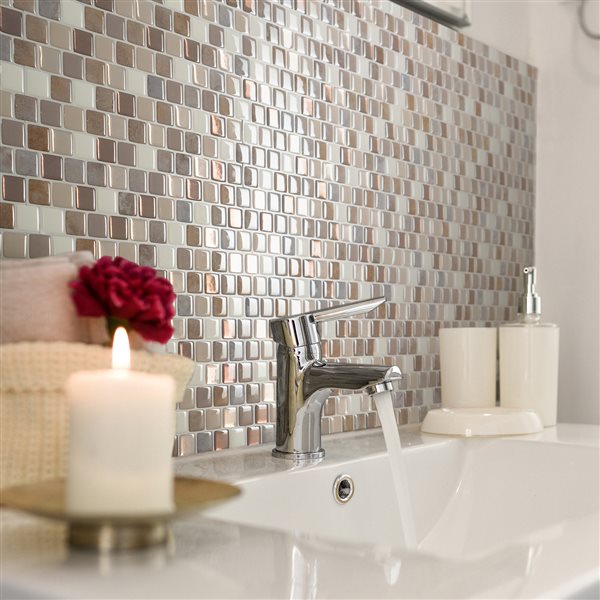 Smart Tiles Brixia Pardo  10.2in x 8.85in  4PK  Peel and Stick Backsplash