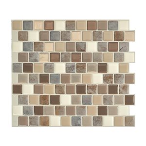 Smart Tiles Brixia Pardo  10.2po x 8.85po Pqt-4  Tuiles autocollantes 3D