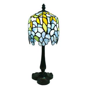 Fine Art Lighting Ltd. Tiffany Wisteria 6-in x 16-in with Vintage Bronze Base and Multi Coloured Shade Mini Table Lamp