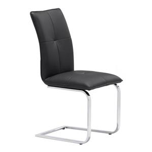 Zuo Modern Anjou Dining Chair - 19.5-in x 17-in - Faux Leather - Black - Set of 2