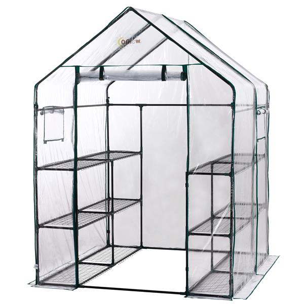 Portable Outdoor 3 Tier Mini Walk-In Greenhouse with 12 Wired Shelves