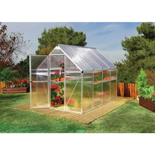 Canopia by Palram Mythos 6-ft x 8-ft Silver Aluminum Polycarbonate Greenhouse