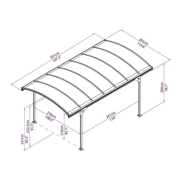 Canopia by Palram Grey Vitoria Carport - 16.44' x 9.54'