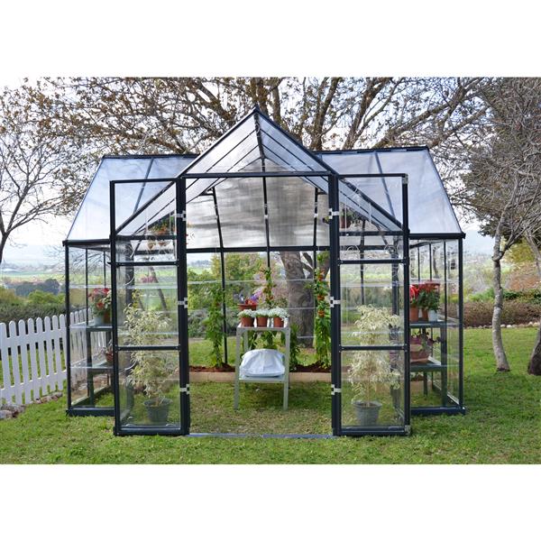 Serre résidentielle Canopia par Palram aluminium gris et polycarbonate 10 pi x 12 pi