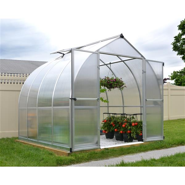 Canopia by Palram Bella 8-ft x 8-ft Silver Aluminum Polycarbonate Greenhouse