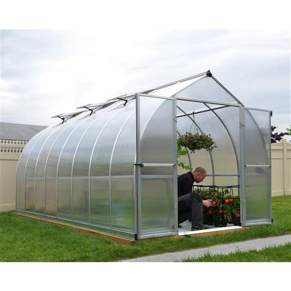 Canopia by Palram Bella 8-ft x 16-ft Silver Aluminum Polycarbonate Greenhouse