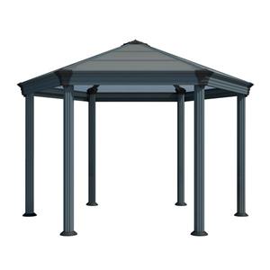 Palram Roma Canopia 14 x 12-ft Hexagon Polycarbonate-Roof Dark Grey Aluminum Gazebo