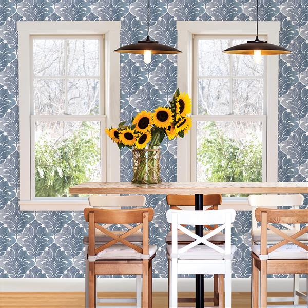 A-Street Prints Navy Balagan Damask Non-Woven Wallpaper