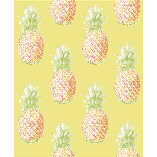 A-Street Prints Yellow/Yellow Copacabana Pineapple Wallpaper