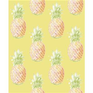 A-Street Prints Yellow/Yellow Copacabana Pineapple Wallpaper