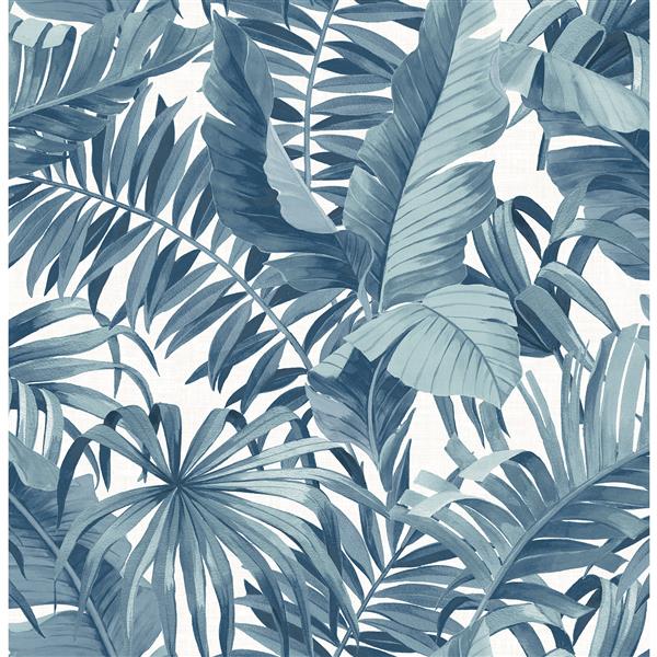 A-Street Prints 57 sq ft Navy Alfresco Palm Leaf Wallpaper