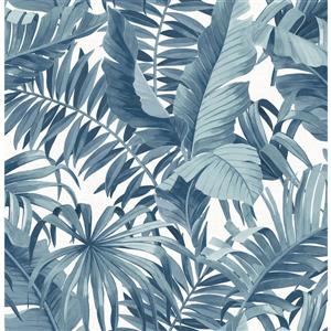 A-Street Prints 57 sq ft Navy Alfresco Palm Leaf Wallpaper