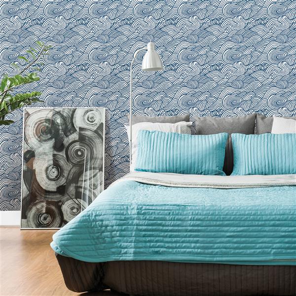 A-Street Prints Navy/Blue Mare Wave Wallpaper 20.5-in 2744-24132