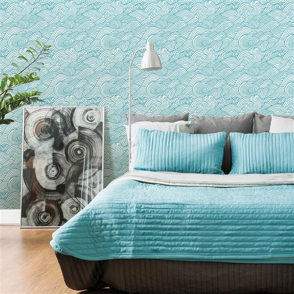 A-Street Prints Teal Mare Wave Wallpaper 20.5-in