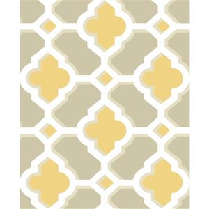A-Street Prints Mustard/Yellow Lido Quatrefoil Wallpaper 20.5-in