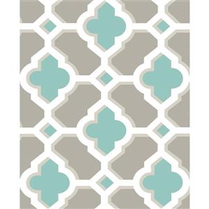 A-Street Prints Turquoise/Blue Lido Quatrefoil Wallpaper 20.5-in
