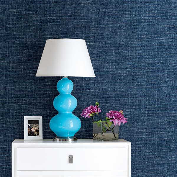 A-Street Prints Denim Grasscloth Non-Woven Paste The Wall Exhale Faux Wallpaper