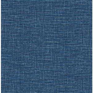 A-Street Prints Denim Grasscloth Non-Woven Paste The Wall Exhale Faux Wallpaper