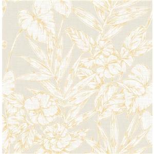 A-Street Prints Mustard Floral Non-Woven Paste The Wall Fiji Floral Wallpaper