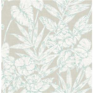 A-Street Prints Turquoise Floral Non-Woven Paste The Wall Fiji Floral Wallpaper