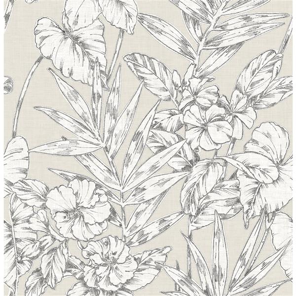 A-Street Prints Beige Floral Non-Woven Paste The Wall Fiji Floral Wallpaper