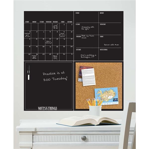 Trousse d'organisation WallPops  en vinyle autocollant , noir