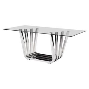 Table de salle à manger en verre de Zuo Modern, 70,9 po x 29,5 po, chrome