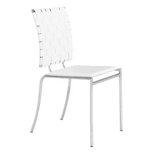 Zuo Modern Criss Cross Dining Chair - 17-in x 18-in - Faux Leather - White - Set of 4