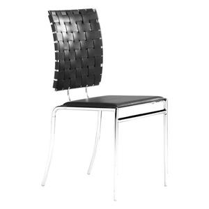 Zuo Modern Criss Cross Dining Chair - 18-in x 17-in - Faux Leather - Black - Set of 4