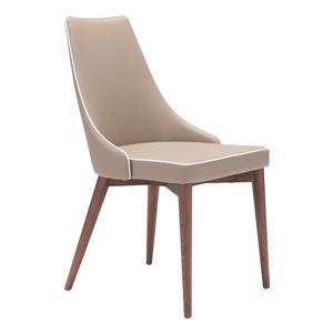 Zuo Modern Moor Dining Chair - 18.9-in - Faux Leather - Beige - Set of 2