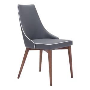 Zuo Modern Moor Dining Chair - 18.9-in - Faux Leather - Grey - Set of 2