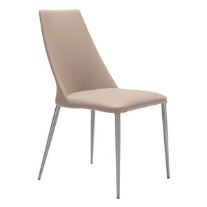 Chaise de salle à manger Whisp de Zuo Modern, 18 po, simili-cuir, beige, ens. de 2