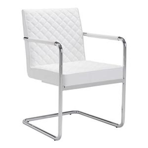 Zuo Modern Quilt Dining Chair - 18-in x 19.7-in - Faux Leather - White - Set of 2